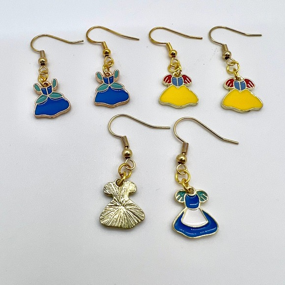 Princess Dress Earrings - Snow White, Cinderella, Alice in Wonderland - Picture 3 of 10